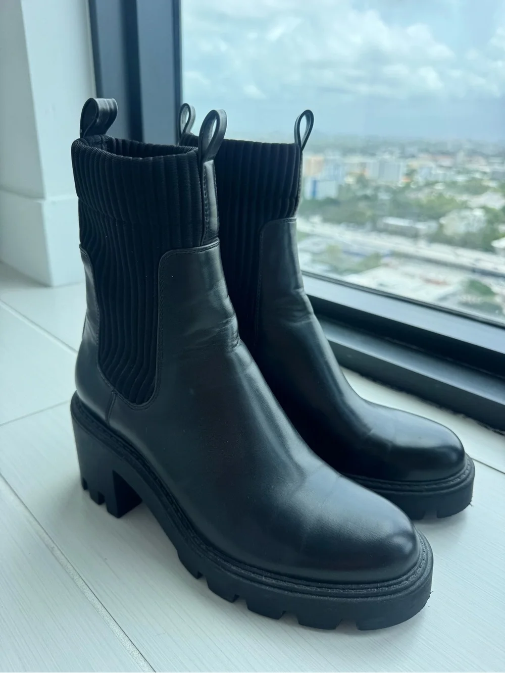 Zara Black Chunky Chelsea Ankle Boots